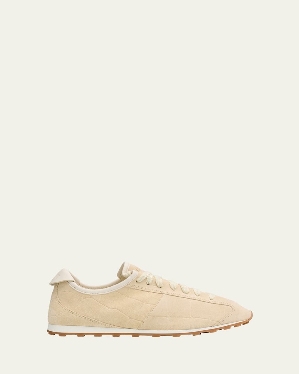 Les Tennis Croc-Embossed Suede Sneakers